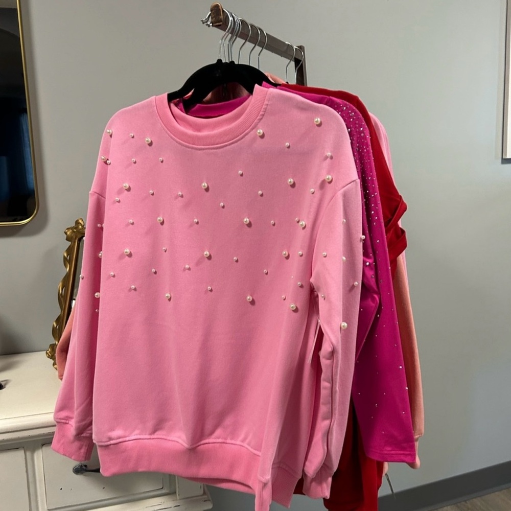 Pink Pearl Embellished Sweatshirt